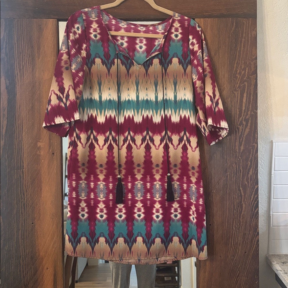 Multicolor Patterned Tunic Top
